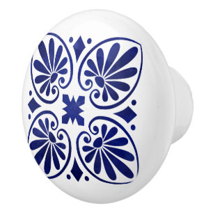 Bouton De Porte En Céramique Ornement fleuri grec
