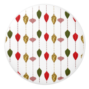 Bouton De Porte En Céramique Ornements de vacances de Noël vintage moderne glam