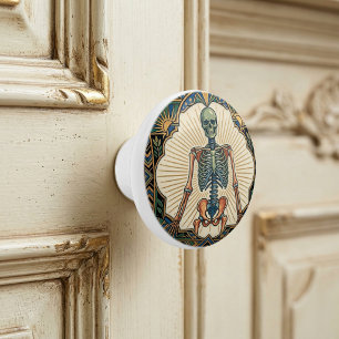 Bouton De Porte En Céramique Os de squelette humain anatomique Art déco