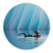 Bouton De Porte En Céramique Otter de mer joueuse (Devant)