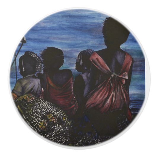 Bouton De Porte En Céramique Où est papa ? Île Harbour (Devant)