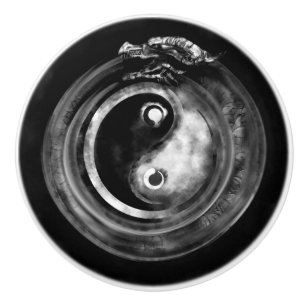 Bouton De Porte En Céramique Ouroboros Yin - Yang