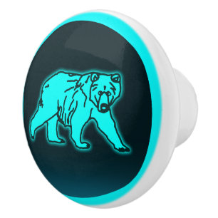 Bouton De Porte En Céramique Ours bleu Kodiak