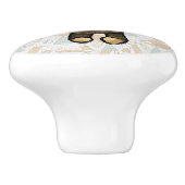 Bouton De Porte En Céramique Ours Brown mignon tenant une Fleur Jaune (Côté)