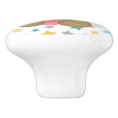 Bouton De Porte En Céramique Ours couché Bébé Fille (Côté)