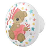 Bouton De Porte En Céramique Ours couché Bébé Fille (Droite)