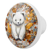 Bouton De Porte En Céramique Ours de bébé d'automne (Droite)