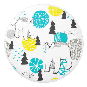 Bouton De Porte En Céramique Ours polaire