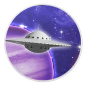 Bouton De Porte En Céramique OVNI dans l'espace violet planète rose étoiles Gal (Devant)