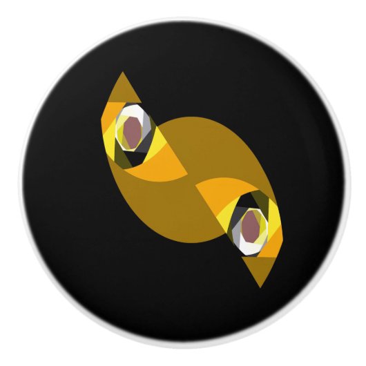 BOUTON DE PORTE EN CÉRAMIQUE OWL ABSTRAIT (Devant)