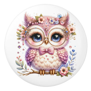 BOUTON DE PORTE EN CÉRAMIQUE OWLS EXTRAORDINAIRES