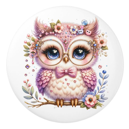 BOUTON DE PORTE EN CÉRAMIQUE OWLS EXTRAORDINAIRES (Devant)