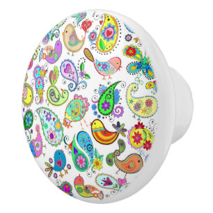 Bouton De Porte En Céramique Paisley Birds