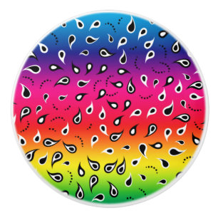 Bouton De Porte En Céramique Paisley Rainbow