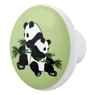 Bouton De Porte En Céramique Panda en pleine croissance