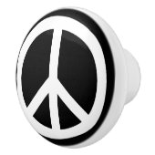 Bouton De Porte En Céramique Panneau de Paix Blanche noir (Droite)