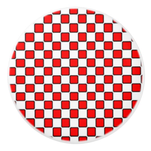 Bouton De Porte En Céramique Panneau rouge noir (Devant)