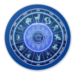 Bouton De Porte En Céramique Panneau solaire Zodiac Calendrier Astrologie Thund