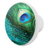 Bouton De Porte En Céramique Paon d'Aqua (Droite)