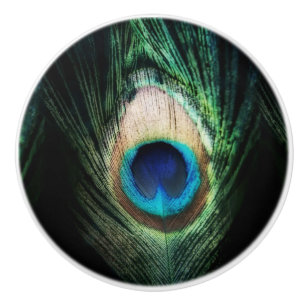 Bouton De Porte En Céramique Paon noir renversant