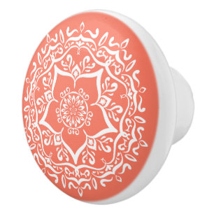 Bouton De Porte En Céramique Papaya Mandala