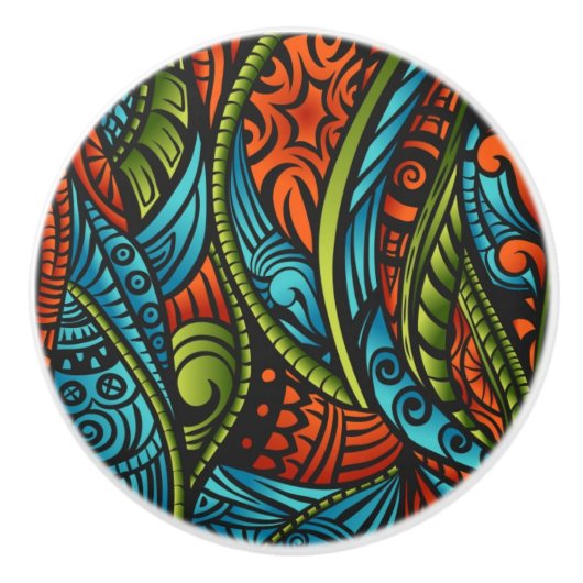 Bouton De Porte En Céramique Papier peint ethnique abstrait (Devant)