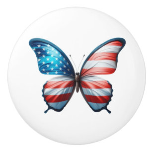 Bouton De Porte En Céramique papillon 4 juillet patriotique américain