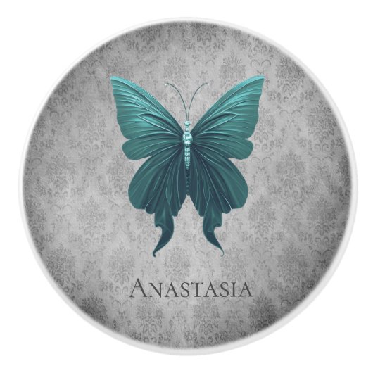 Bouton De Porte En Céramique Papillon à bijoux turquoise (Devant)