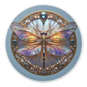 Bouton De Porte En Céramique Papillon Art Déco arc-en-ciel Ailes Gems Perles