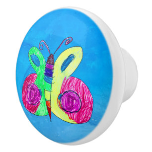 Bouton De Porte En Céramique Papillon Art par Enfants