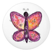 Bouton De Porte En Céramique Papillon blanc (Devant)