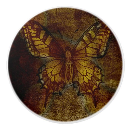 Bouton De Porte En Céramique Papillon d'art (Devant)