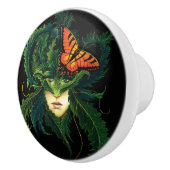 Bouton De Porte En Céramique Papillon Feuille vert Dryad (Droite)
