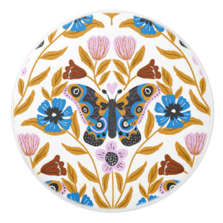 Bouton De Porte En Céramique Papillon Kaleïdscope