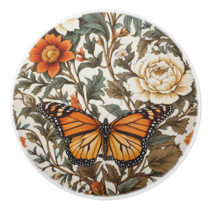 Bouton De Porte En Céramique Papillon Monarque Élégant Inspiré de William Morri
