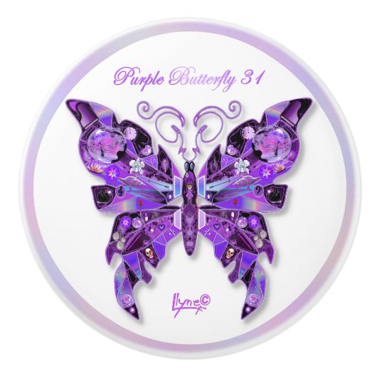 Bouton De Porte En Céramique Papillon pourpre 31 Ceramic Knob (Devant)