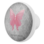 Bouton De Porte En Céramique Papillon rose bijoux (Droite)