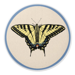 Bouton De Porte En Céramique Papillon Southwestern jaune Swallowtail