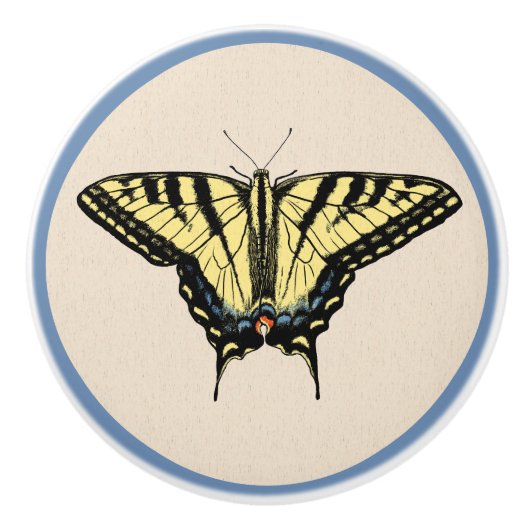 Bouton De Porte En Céramique Papillon Southwestern jaune Swallowtail (Devant)