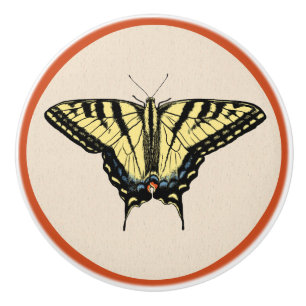 Bouton De Porte En Céramique Papillon Southwestern jaune Swallowtail