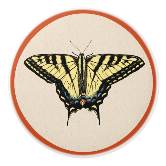 Bouton De Porte En Céramique Papillon Southwestern jaune Swallowtail (Devant)