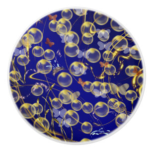 Bouton De Porte En Céramique papillons brillants, beaux ornements, doré