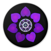 Bouton De Porte En Céramique Parapluie violet & coeurs .7 (Devant)