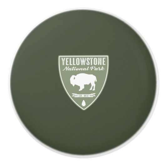 Bouton De Porte En Céramique Parc national de Yellowstone Bison (Devant)