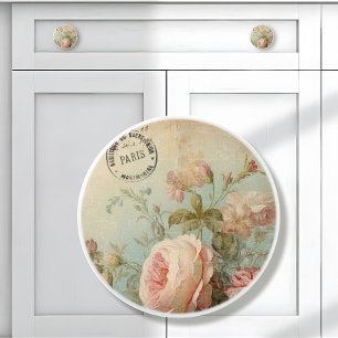 Bouton De Porte En Céramique Paris Flower Market Vintage Rose Floral