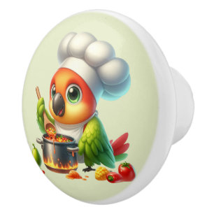 Bouton De Porte En Céramique Parrot de cuisine chef