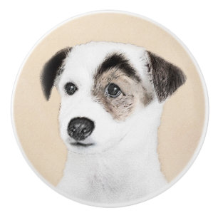 Bouton De Porte En Céramique Parson Jack Russell Terrier Peinture - Chien Art