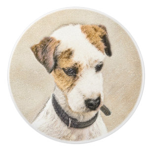 Bouton De Porte En Céramique Parson Jack Russell Terrier Peinture - Chien Art