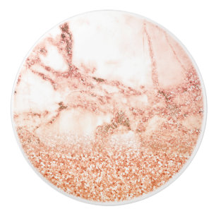 Bouton De Porte En Céramique parties scintillant d'or rose chic à l'ombre de p