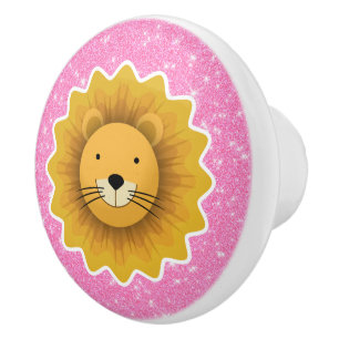 Bouton De Porte En Céramique Parties scintillant Lion